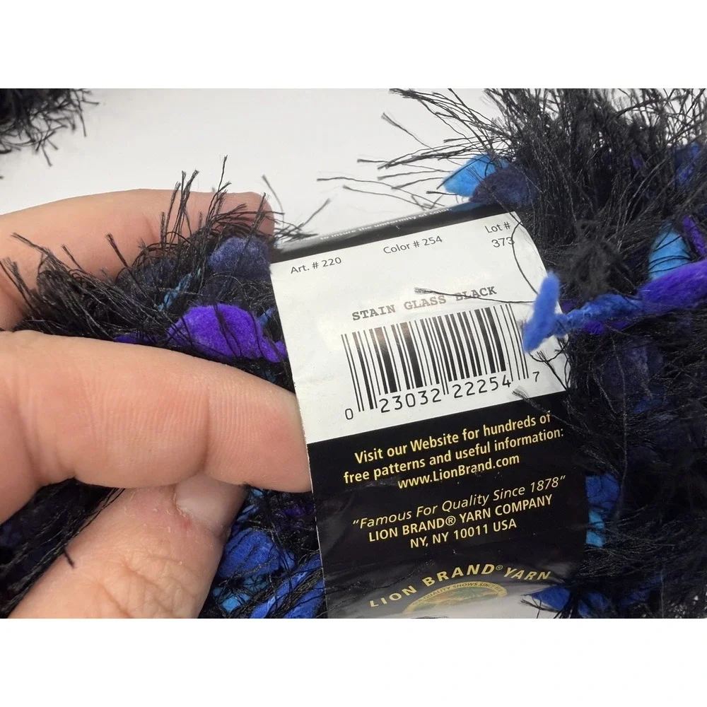 Lion Brand Fancy Fur Yarn Stain Glass Black 39 Yds Each 1.75 Oz Lot Of 13